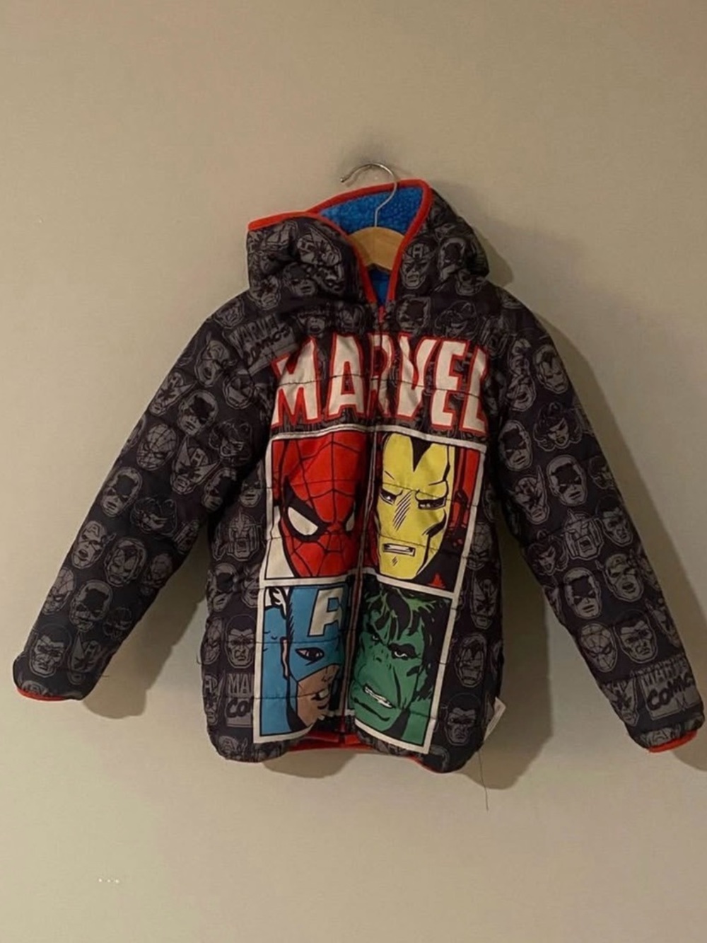 $11 ADD ON Marvel coat boys jacket Spider-Man reversible hulk‎ captain america